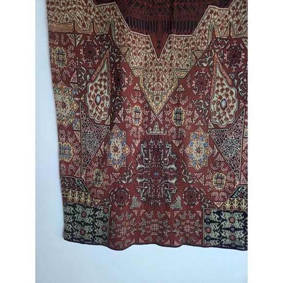 NWT Peruvian Connection Rug Market Red & Brown Tapestry Knit Midi Skirt sz Large - Picture 2 of 9